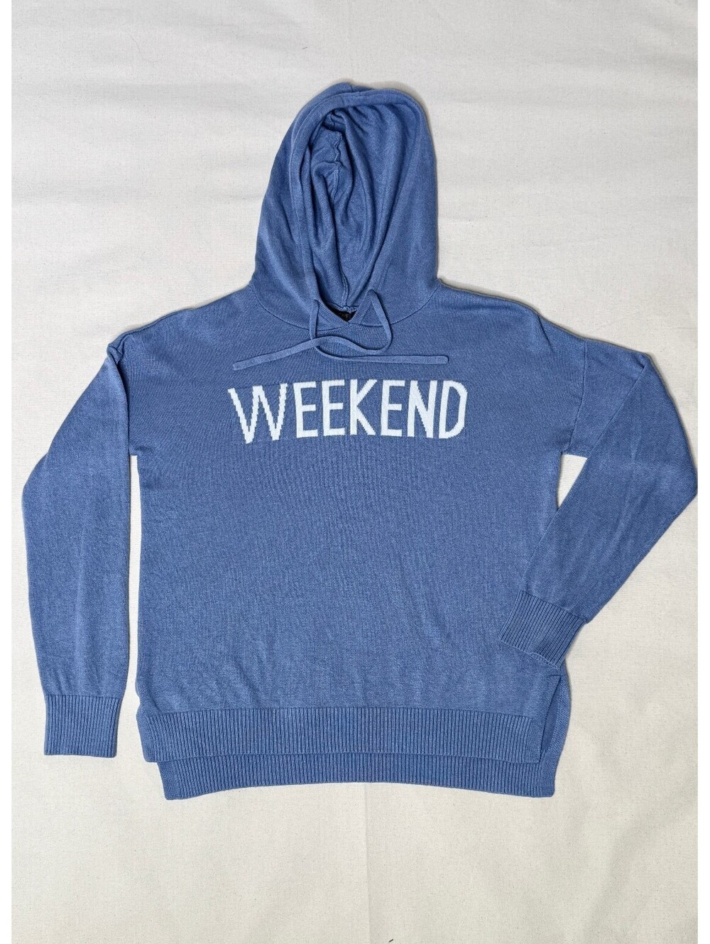 Rachel Zoe Weekend Hooded Sweater XS Blue Cashmere Blend Knit Hoodie